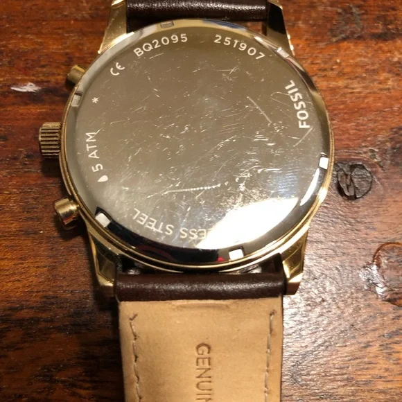 FOSSIL BQ2095 FLYNN GOLD BLUE BROWN LEATHER CHRONOGRAPHMEN WATCH